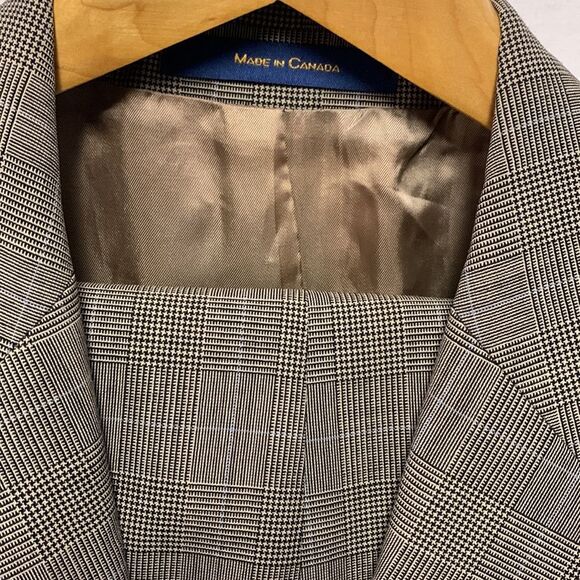 Polo University Club Ralph Lauren Tan Black Blue Plaid Wool Suit Size 41 Tall - Picture 9 of 16